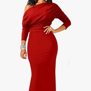 Maxi dress women's XL red long off the shoulder red carpet awards formal evening
